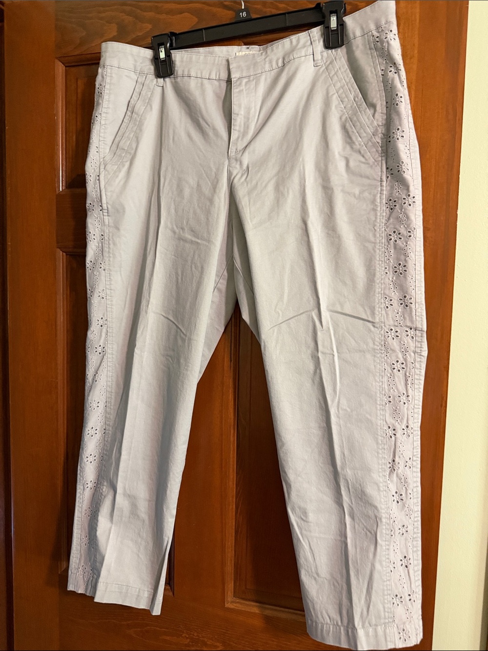 Style & Co. Grey Pants with Side Eyelet Trim